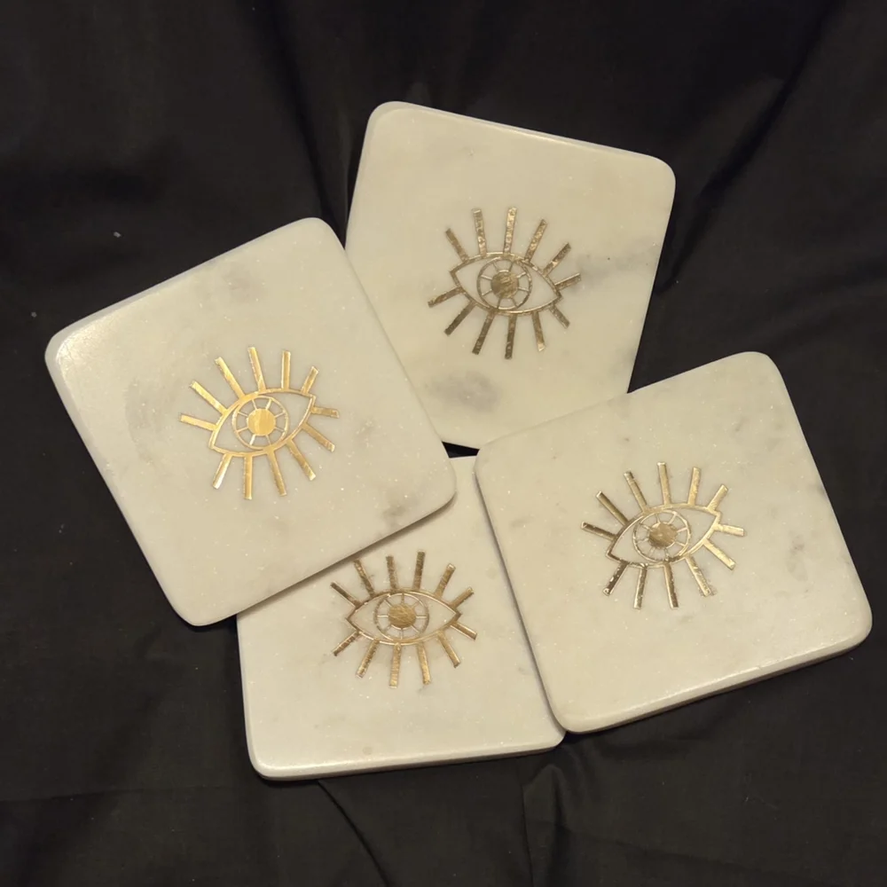 Marble Evil Eye Coasters Set Of 4
